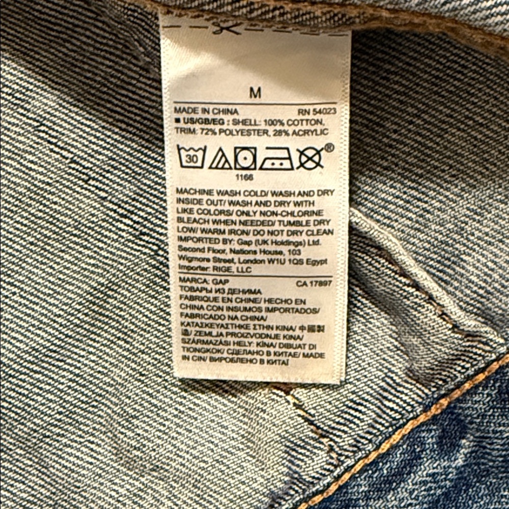 GAP Blue Denim Jacket with Sherpa Collar - Picture 3 of 4